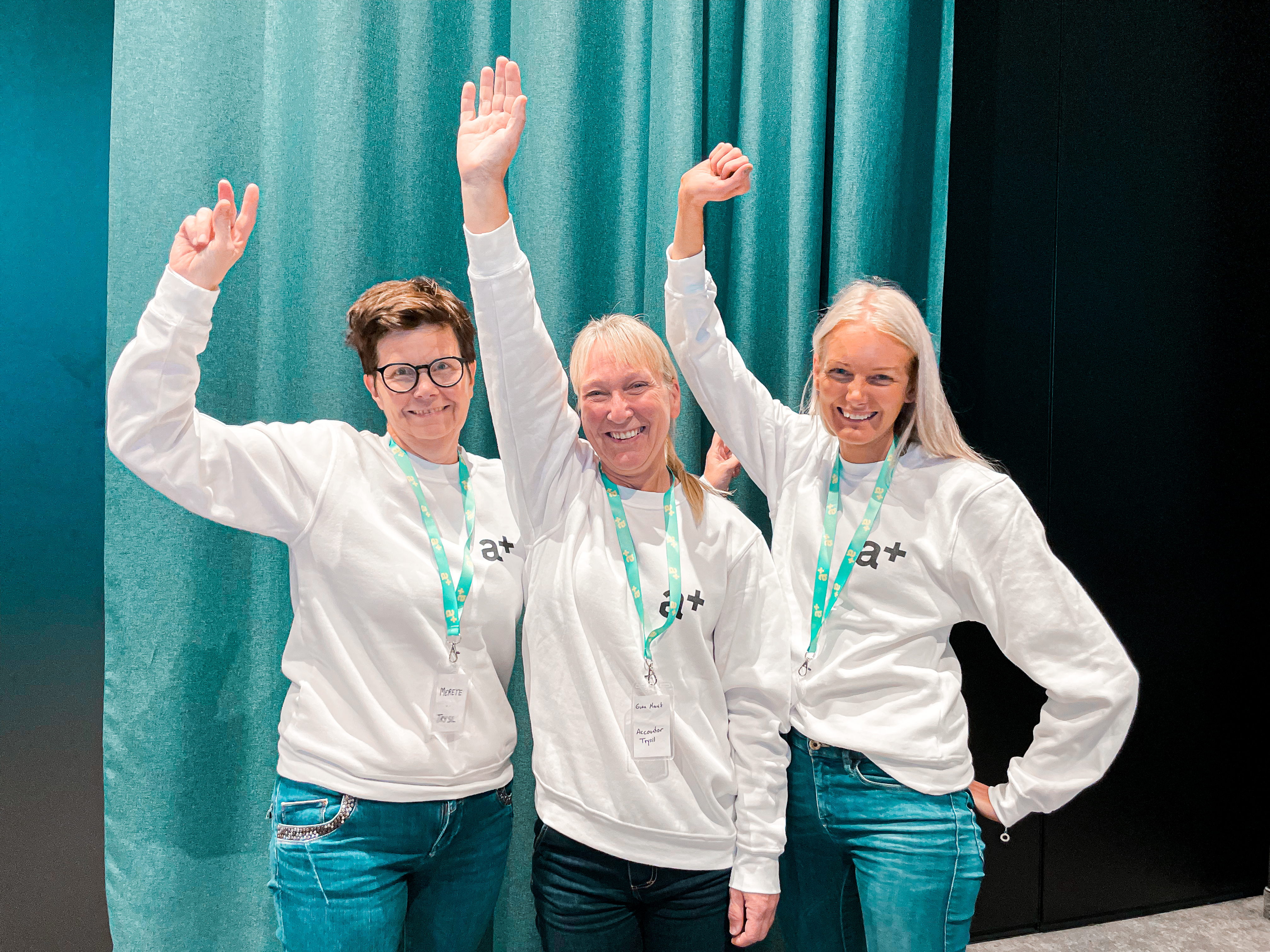 Kollegaer fra accountor trysil med hendene opp i været