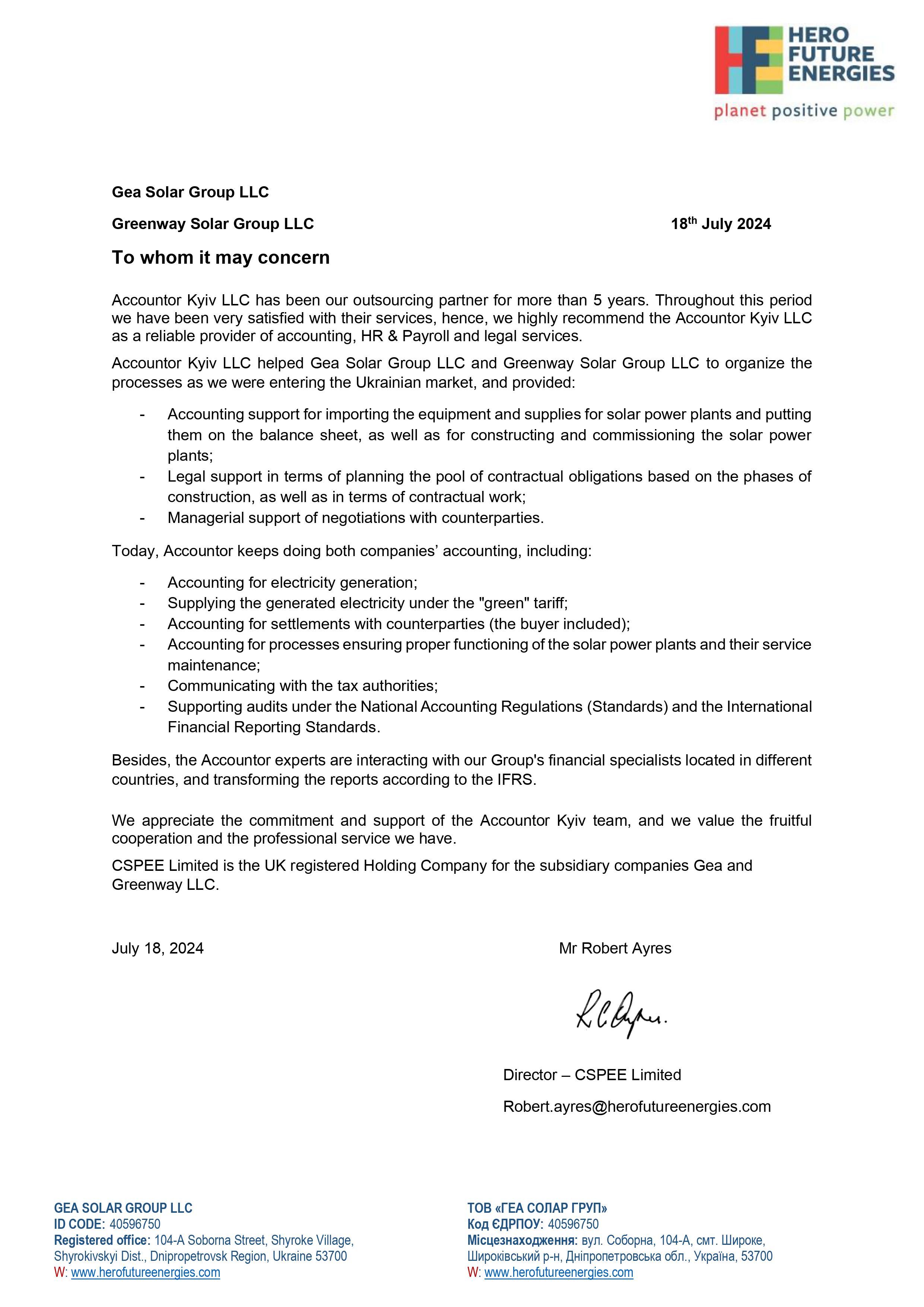 reference letter Accountor Ukraine