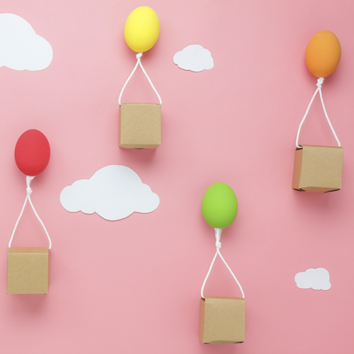 Pink wall with baloons